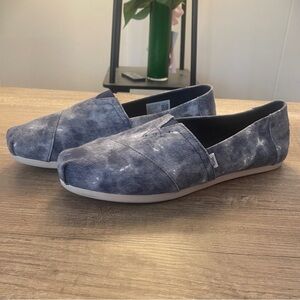 Toms Womens Alpargata Navy Repreve Distressed Washed Canvas 10 Slip-On Shoes